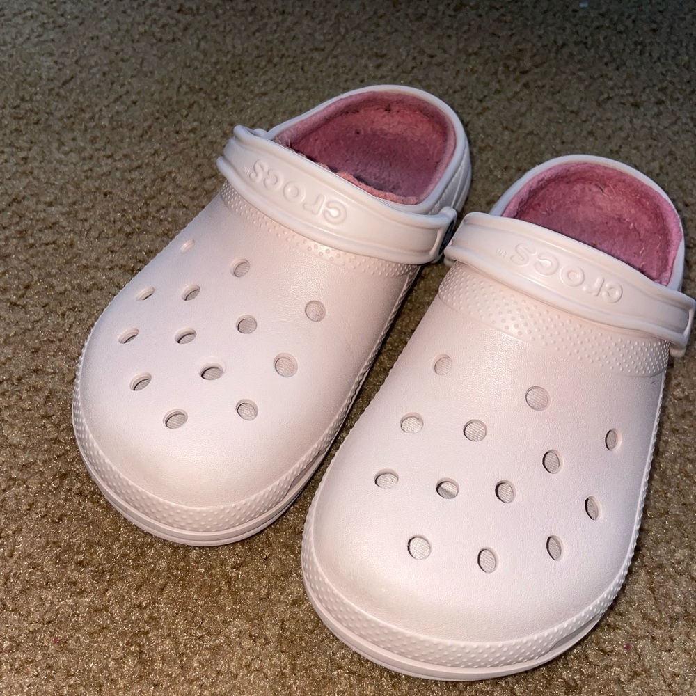 Pink Fuzzy Crocs